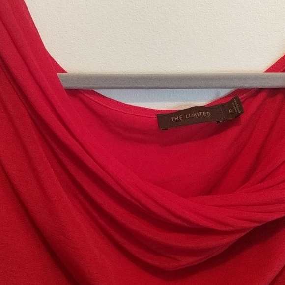 The Limited Red Asymmetrical Twist Neck Top - Picture 3 of 6